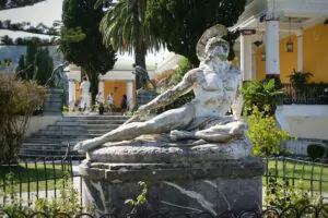 corfu weather in summer achilleion sculpture of achilleas 